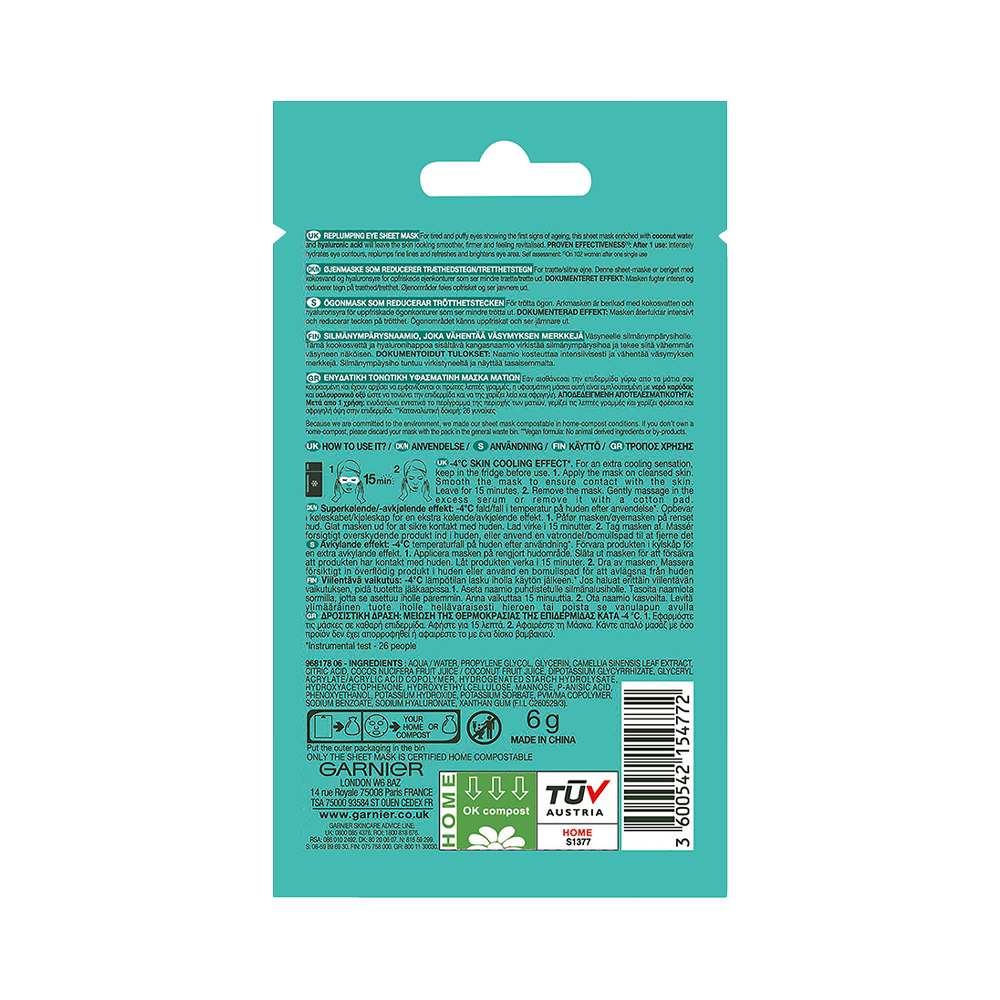 GARNIER - SKIN ACTIVE Moisture Bomb Eye Sheet Mask - 1τεμ.